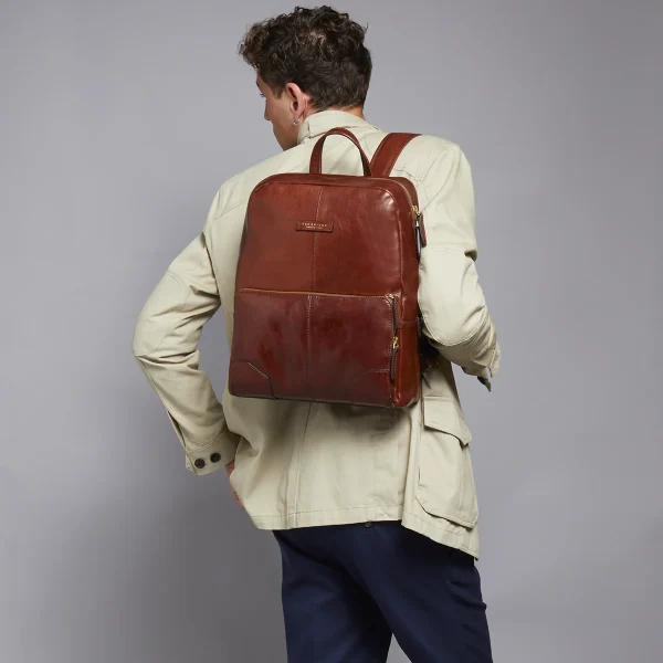 Zaino in pelle porta pc uomo una zip The Bridge - immagine 3